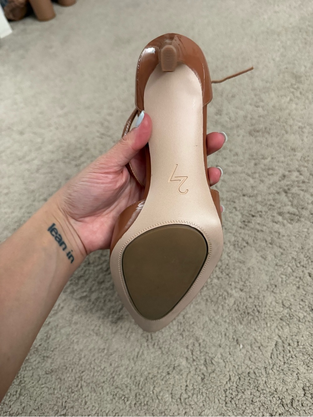 Naturalizer Brown Patent Leather Pointed Ankle-Strap Heels - Picture 6 of 7